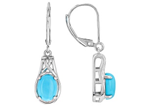 Sleeping Beauty Turquoise Rhodium Over Sterling Silver Earrings, 8x6mm