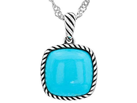 Sleeping Beauty Turquoise Sterling Silver Pendant With Chain, 11x11mm ...