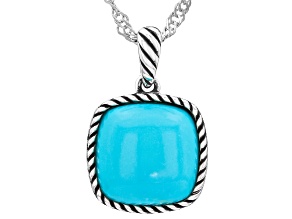 Sleeping Beauty Turquoise Sterling Silver Pendant With Chain, 11x11mm