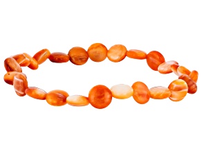 Orange Spiny Oyster Shell Disc Stretch Bracelet, 8mm
