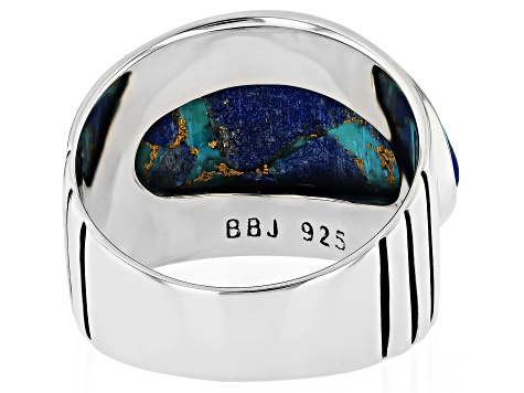 Multi Color Blended Composite Turquoise & Lapis Lazuli Sterling Silver ...