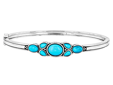 Mixed Shapes Sleeping Beauty Turquoise Sterling Silver Bangle