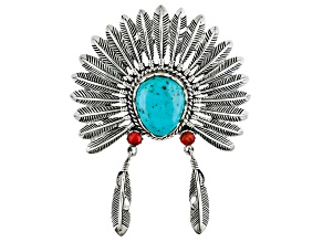 Turquoise Sterling Silver Chief Headress Pendant