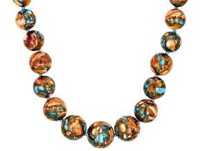 Blended Composite Turquoise & Orange Spiny Oyster Shell Sterling Silver Graduated Necklace, 6-16mm