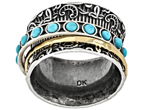 Blue Turquoise 18K Yellow Gold-Plated Ring 2.5mm