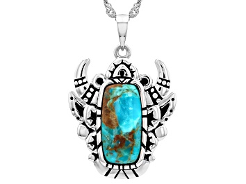 Picture of Blue Composite Kingman Turquoise Sterling Silver Pendant with Chain