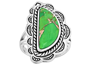 Green Mohave Turquoise Sterling Silver Ring, 18x7mm