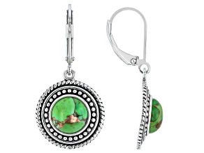 Green Mohave Turquoise Sterling Silver Earrings, 8mm