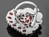 Red Coral Sterling Silver Heart Ring