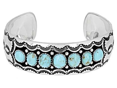 Blue Turquoise Sterling Silver Cuff Bracelet