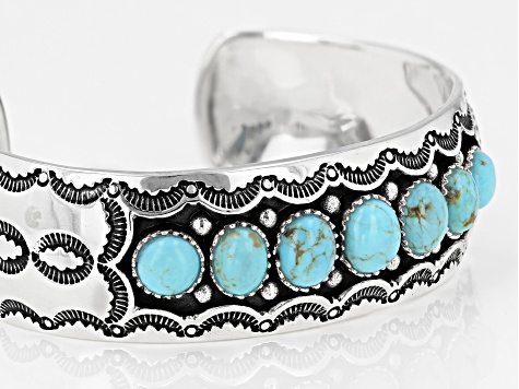 Blue Turquoise Sterling Silver Cuff Bracelet
