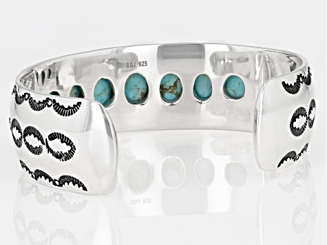 Blue Turquoise Sterling Silver Cuff Bracelet