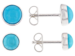 Turquoise Sleeping Beauty Sterling Silver Earring Set Of Two Pairs