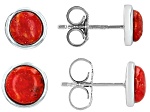 Coral Sterling Silver Earrings Set Of Two Pairs 5mm & 6 mm