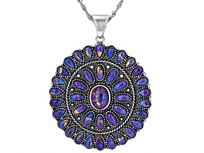 Purple Turquoise Sterling Silver Enhancer Pendant With 18" Singapore Chain