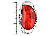 Red Sponge Coral Sterling Silver Ring.
