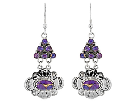 Purple Turquoise Sterling Silver Earrings Swe849 Jtv Purple Turquoise Sterling Silver Earrings