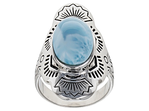 Blue Larimar Silver Solitaire Ring