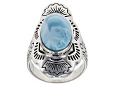 Blue Larimar Silver Solitaire Ring