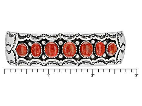 Red sponge coral silver bracelet