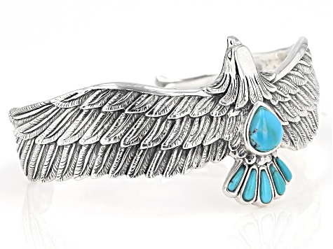 Blue Turquoise Sterling Silver Eagle Bracelet