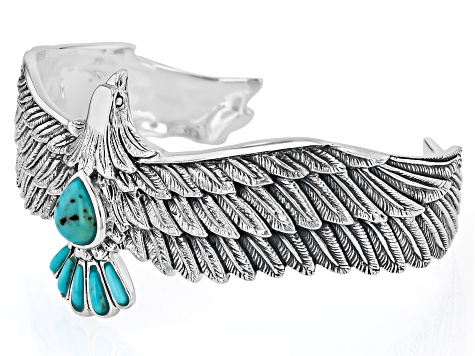 Blue Turquoise Sterling Silver Eagle Bracelet - SWE930 | JTV
