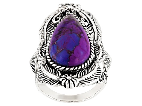 Purple Turquoise Silver Solitaire Ring