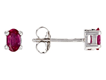 Picture of Red Ruby Rhodium Over Sterling Silver Stud Earrings .50ctw