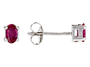 Red Ruby Rhodium Over Sterling Silver Stud Earrings .50ctw