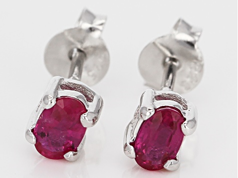 Red Ruby Rhodium Over Sterling Silver Stud Earrings .50ctw