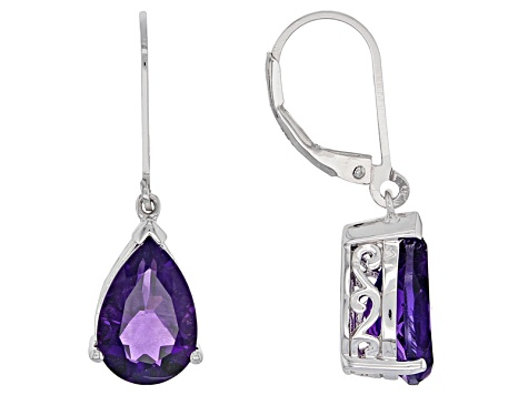 Purple African Amethyst Sterling Silver Solitaire Earrings 4 98ctw Purple African Amethyst Sterling Silver Solitaire Earrings 4 98ctw