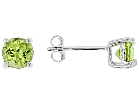 Green Peridot Rhodium Over Sterling Silver Stud Earrings 1.40ctw