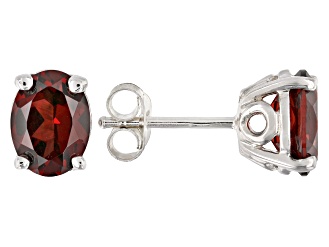 Red garnet rhodium over silver earrings 2.38ctw