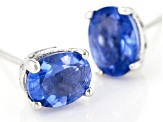 Blue color change fluorite rhodium over silver earrings 2.72ctw