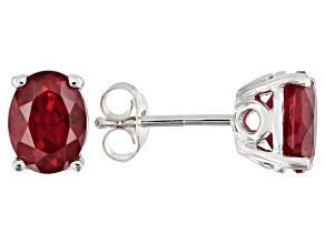 Red lab created ruby rhodium over silver earrings 2.29ctw