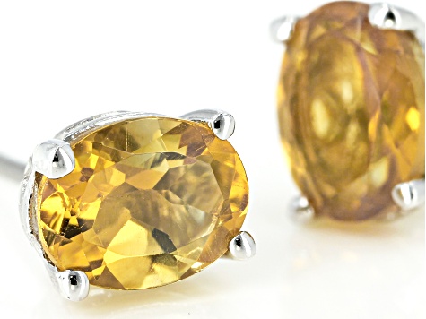 Yellow citrine rhodium over silver earrings 1.88ctw