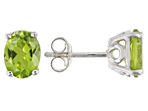 Green peridot rhodium over silver earrings 2.31ctw