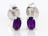 Purple Amethyst Rhodium Over Silver Earrings .37ctw