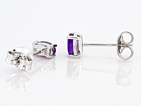 Purple Amethyst Rhodium Over Silver Earrings .37ctw