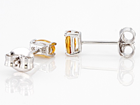 Yellow Citrine Rhodium Over Sterling Silver Earrings .40ctw