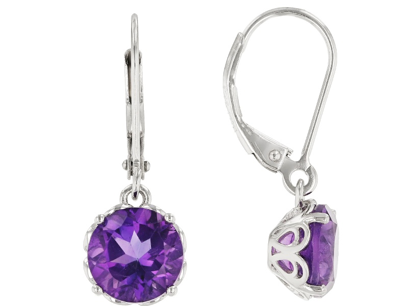 Dangle Genuine Pave Diamond African Amethyst Earrings Solid 925 Sterling Silver Handmade Wedding Jewelry Gifts for Women/'s
