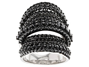 Black Spinel Sterling Silver Ring 5.02ctw