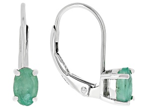 Green Emerald Rhodium Over Sterling Silver Earrings .20ctw