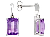 Barrel Amethyst and Champagne Diamond Sterling Silver Earrings 5.25ctw