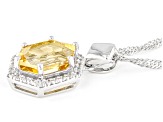 Hexagon Citrine and White Zircon Sterling Silver Pendant 2.27ctw