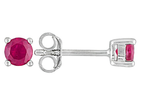 Red Mahaleo® Ruby Rhodium Over Sterling Silver Stud Earrings .54ctw