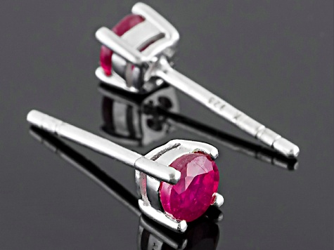 Red Mahaleo® Ruby Rhodium Over Sterling Silver Stud Earrings .54ctw