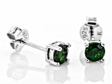 Green Chrome Diopside Rhodium Over Sterling Silver Stud Earrings .58ctw