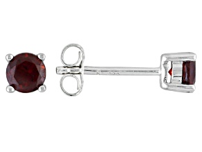 Red Garnet Rhodium Over Sterling Silver Stud Earrings .66ctw