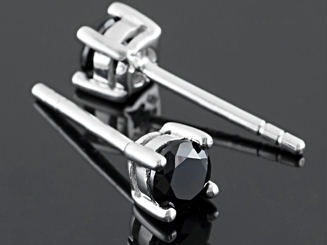 Black Spinel Rhodium Over Sterling Silver Stud Earrings .64ctw